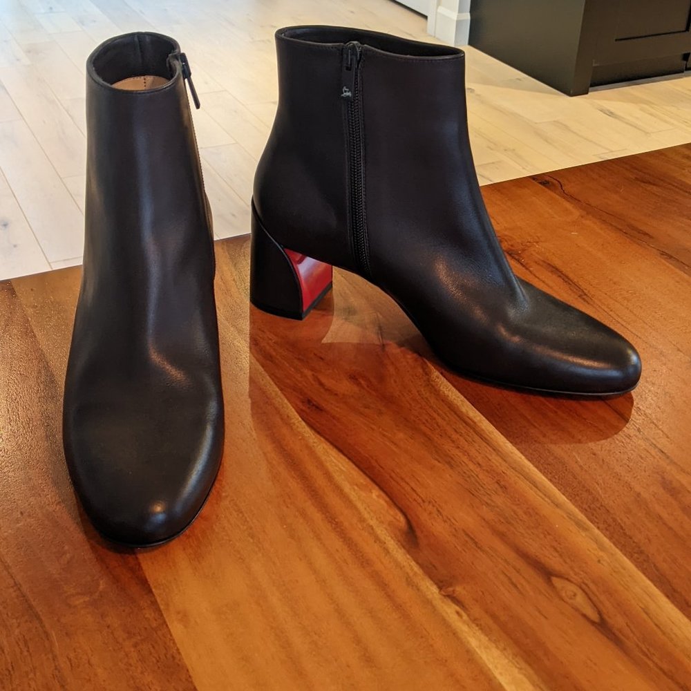Christian Louboutin Black and Red Ankle Booties